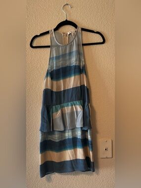 WOW! Charlotte Ronson peplum beach print mini dress sz 4 $450 100% silk Summer